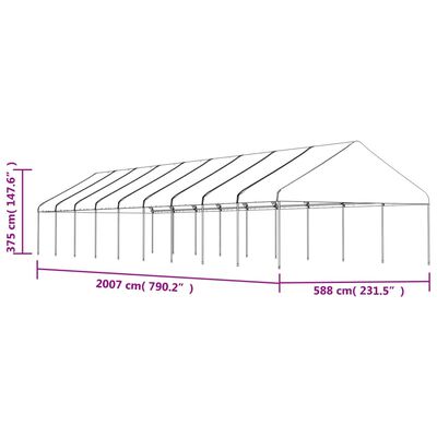 vidaXL Cenador con techo polietileno blanco 20,07x5,88x3,75 m