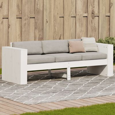 vidaXL Sofá de jardín 3 plazas madera maciza pino blanco 189x60x62 cm