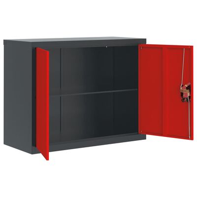 VidaXL Armario archivador de acero gris antracita y rojo 90x40x180 cm