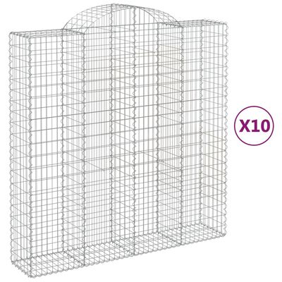 vidaXL Cestas de gaviones 10 uds forma de arco hierro 200x50x200/220cm