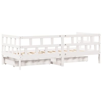 vidaXL Sofá cama con cajones madera maciza de pino blanco 90x200 cm