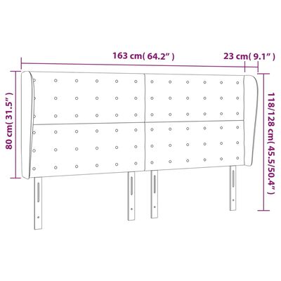 vidaXL Cabecero con orejas cuero sintético negro 163x23x118/128cm