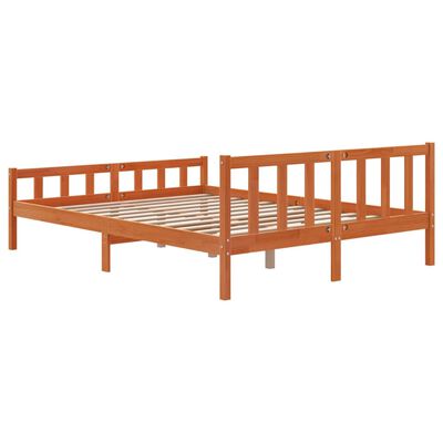 vidaXL Cama sin colchón madera maciza pino marrón cera 150x200 cm