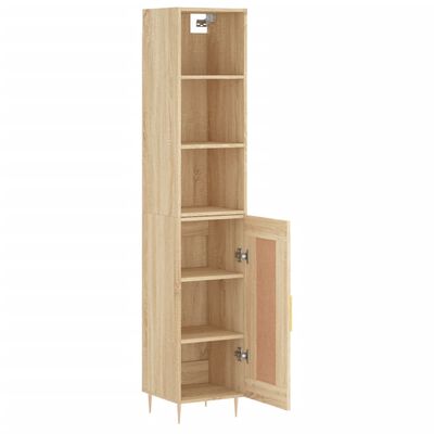 vidaXL Aparador de madera contrachapada roble Sonoma 34,5x34x180 cm