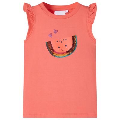 Camiseta infantil de manga volante coral 116