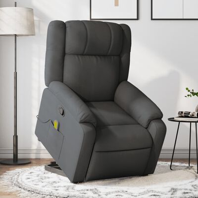 vidaXL Silla de masaje reclinable de pie de tela gris oscuro