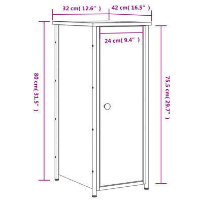 vidaXL Mesita de noche madera de ingeniería negro 32x42x80 cm