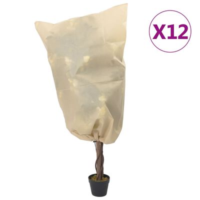 vidaXL Cubiertas para plantas con cordón 12 uds 70 g/m² 0,8x0,8 m