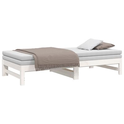 vidaXL Sofá cama extraíble madera maciza de pino blanco 2x(75x190) cm