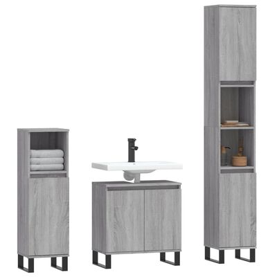 vidaXL Set de muebles de baño 3 pzas madera contrachapada gris sonoma