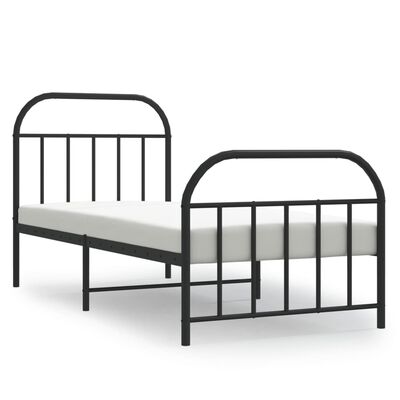 vidaXL Estructura cama sin colchón con estribo metal negro 90x200 cm