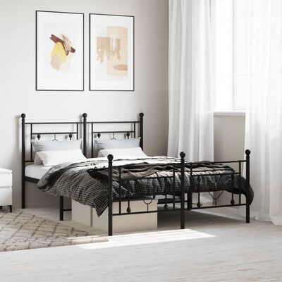 vidaXL Estructura cama sin colchón con estribo metal negro 140x190 cm