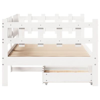 vidaXL Sofá cama con cajones madera maciza de pino blanca 90x190 cm