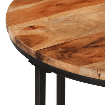 vidaXL Mesa de centro de madera maciza de acacia y hierro 35x35x30 cm