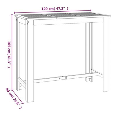 vidaXL Mesa y taburetes altos de jardín 7 pzas madera maciza acacia