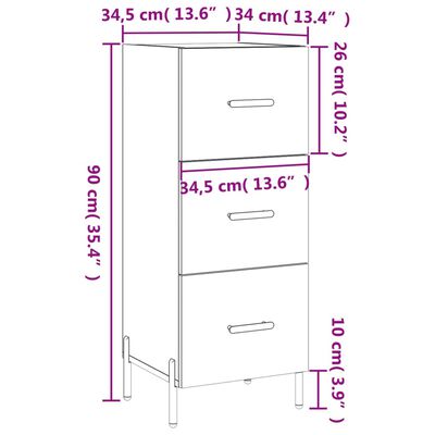 vidaXL Aparador madera de ingeniería blanco 34,5x34x90 cm