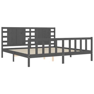 vidaXL Estructura de cama con cabecero madera maciza gris 200x200cm