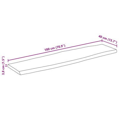 vidaXL Tablero de mesa borde natural madera maciza mango 180x40x3,8 cm