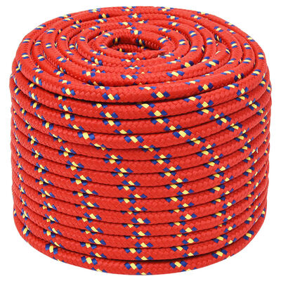 vidaXL Cuerda de barco polipropileno rojo 12 mm 25 m