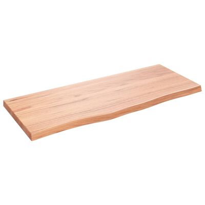 vidaXL Encimera baño madera maciza tratada marrón claro 100x40x(2-4)cm