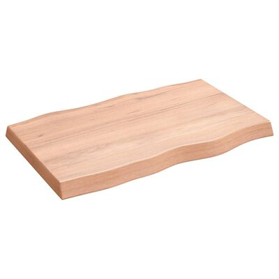 vidaXL Tablero mesa madera tratada borde natural marrón 80x50x(2-6) cm