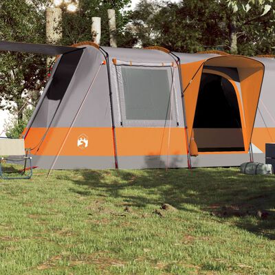 vidaXL Tienda de camping con túnel 4 personas impermeable gris naranja