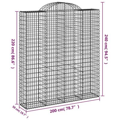 vidaXL Cestas de gaviones 10 uds forma de arco hierro 200x50x220/240cm