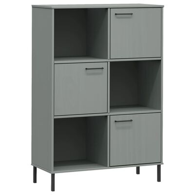 vidaXL Librería patas de metal OSLO madera maciza gris 90x35x128,5cm