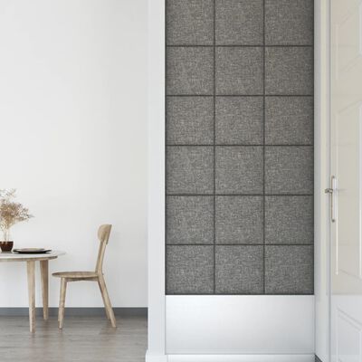 vidaXL Paneles de pared 12 uds tela gris claro 30x30 cm 1,08 m²