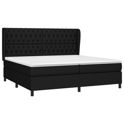 vidaXL Cama box spring con colchón tela negro 200x200 cm