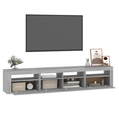 vidaXL Mueble de TV con luces LED gris Sonoma 210x35x40 cm