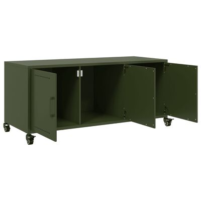 vidaXL Mueble de TV de acero verde oliva 100,5x39x43,5 cm