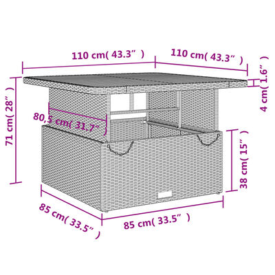 vidaXL Set de comedor jardín con cojines 4 pzas ratán sintético beige