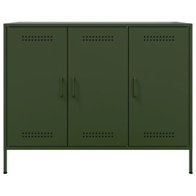 vidaXL Aparador acero verde oliva 100,5x39x79 cm