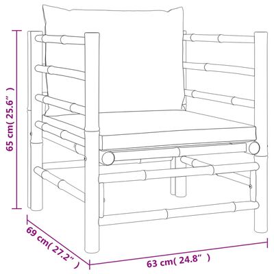 vidaXL Set de muebles de jardín 12 piezas bambú con cojines verde