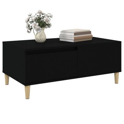 vidaXL Mesa de centro madera contrachapada negro 90x50x36,5 cm