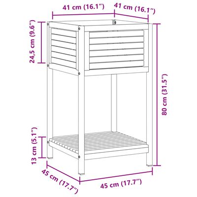 vidaXL Jardinera con estante madera maciza acacia y acero 45x45x80 cm