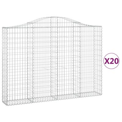 vidaXL Cestas gaviones 20 uds forma de arco hierro 200x30x140/160 cm