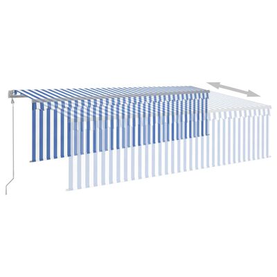 vidaXL Toldo retráctil automático con persiana azul y blanco 5x3 m