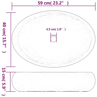 vidaXL Lavabo sobre encimera ovalado cerámica marrón 59x40x15 cm