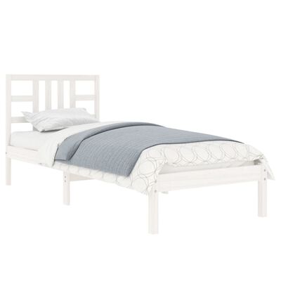 vidaXL Estructura de cama individual madera maciza blanco 90x190 cm