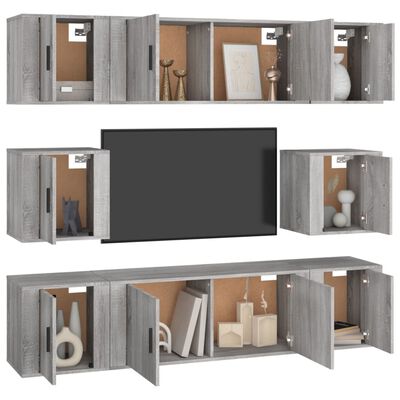 vidaXL Set de muebles para TV 8 pzas madera contrachapada gris Sonoma