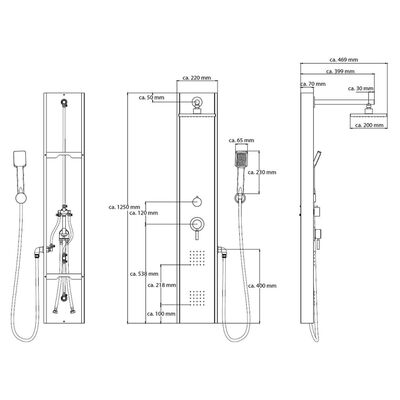 SCHÜTTE Panel de ducha con mezclador monomando TAHITI acero inoxidable