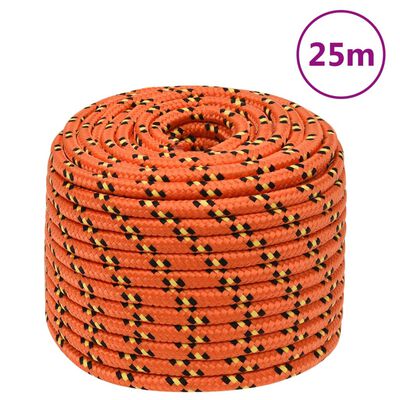 vidaXL Cuerda de barco polipropileno naranja 14 mm 25 m