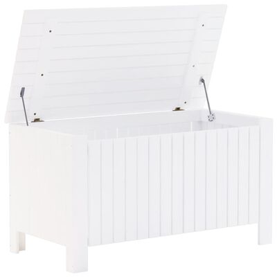 vidaXL Caja de almacenaje y tapa RANA madera maciza blanca 100x49x54cm