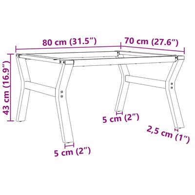 vidaXL Patas de mesa de centro estructura Y hierro fundido 80x70x43 cm