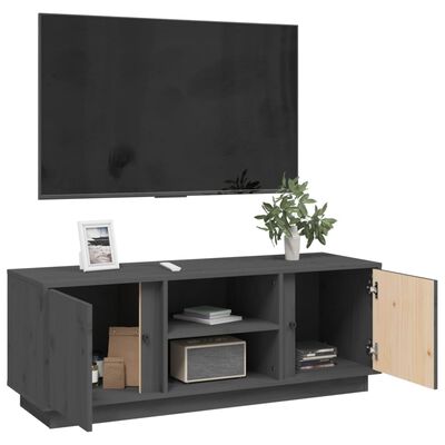 vidaXL Mueble de TV madera maciza de pino gris 110x35x40,5 cm