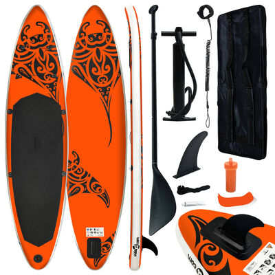 vidaXL Juego de tabla de paddle surf inflable naranja 305x76x15 cm