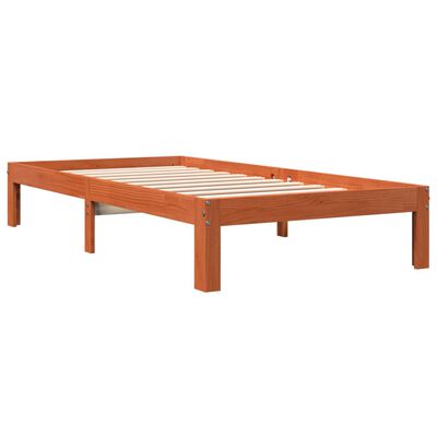 vidaXL Cama sin colchón madera maciza de pino marrón cera 100x200 cm