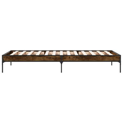 vidaXL Estructura cama madera ingeniería metal roble humo 75x190 cm